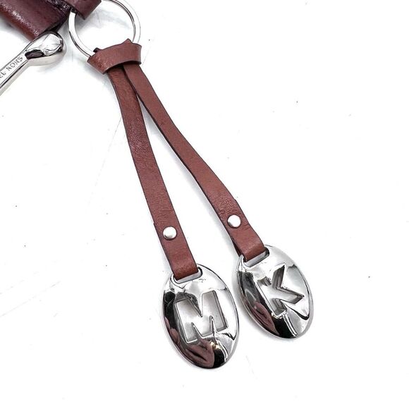 Michael Kors Brown Leather Braided 2" Wide Hip Belt With Charms Womens Small - Picture 4 of 6